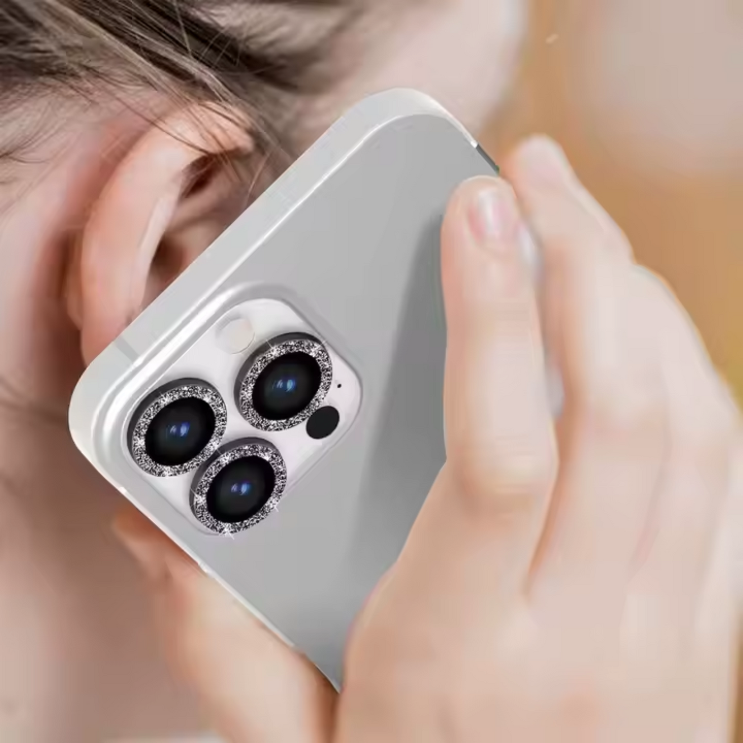 Linsenschutz Glitzer Ringe in Schwarz für iPhone