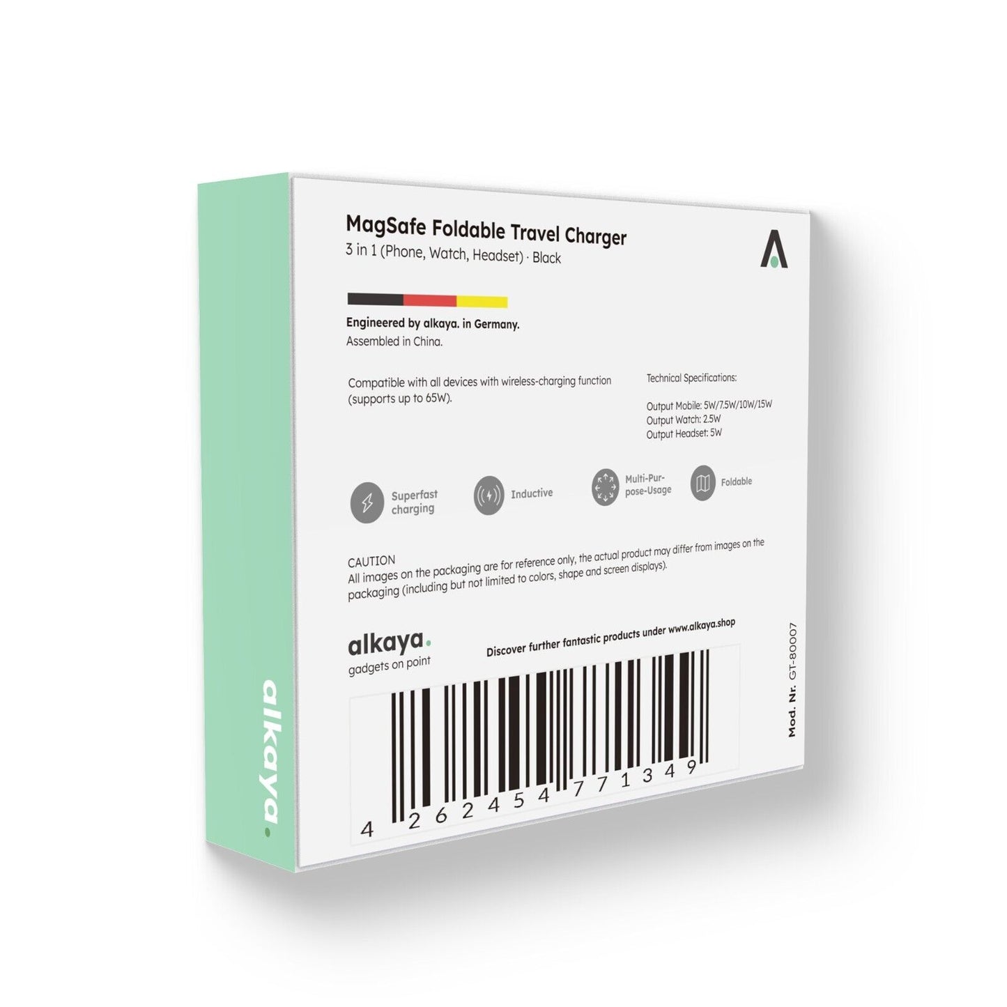 Alkaya Reise Induktives Ladegerät faltbar schwarz