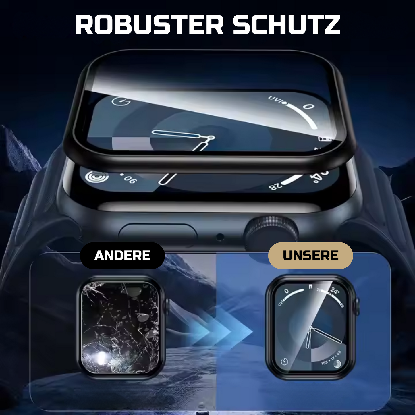Apple Watch Hartglas Schutzfolie 2er Pack