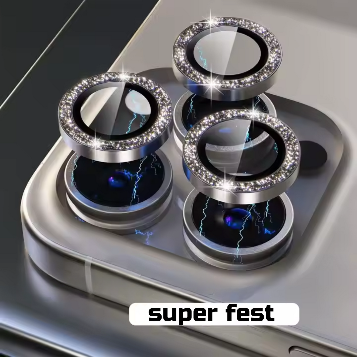 Linsenschutz Glitzer Ringe in Pink für iPhone