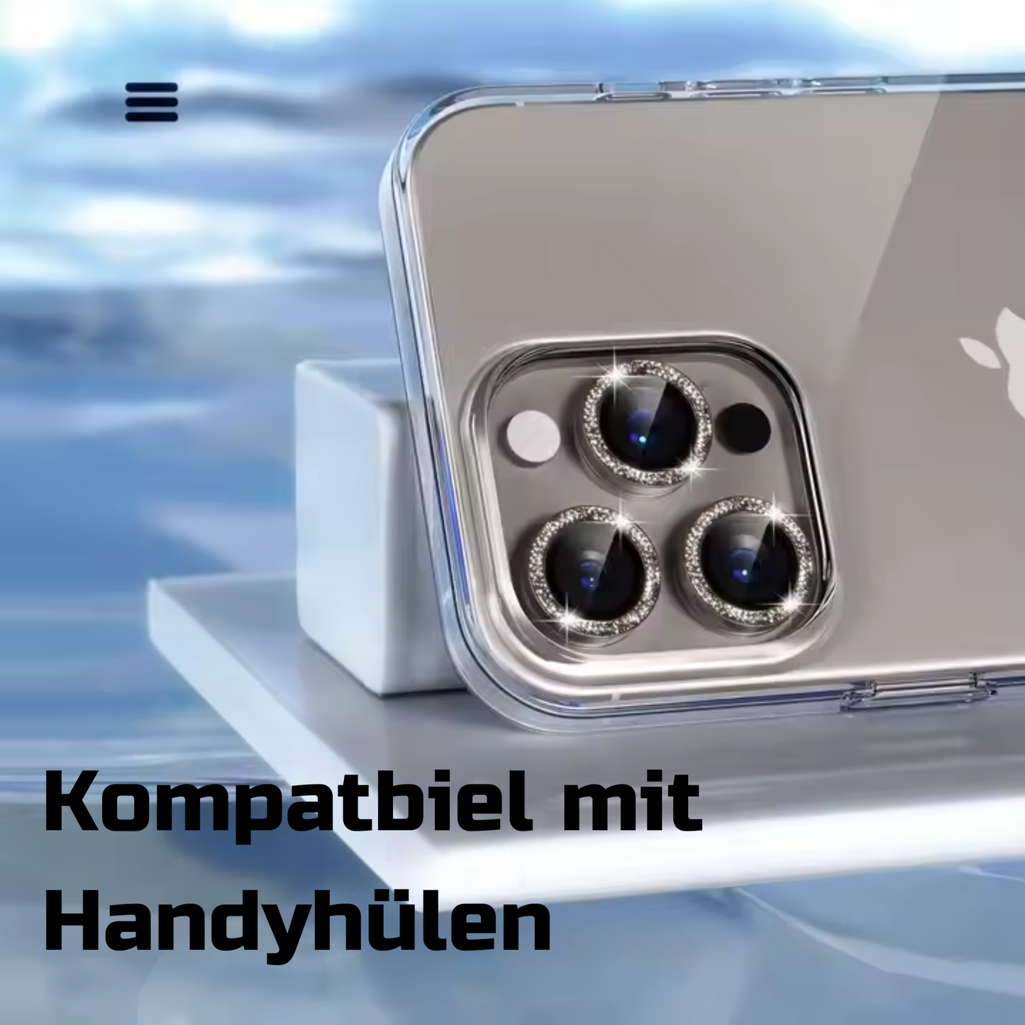 Linsenschutz Glitzer Ringe in Pink für iPhone