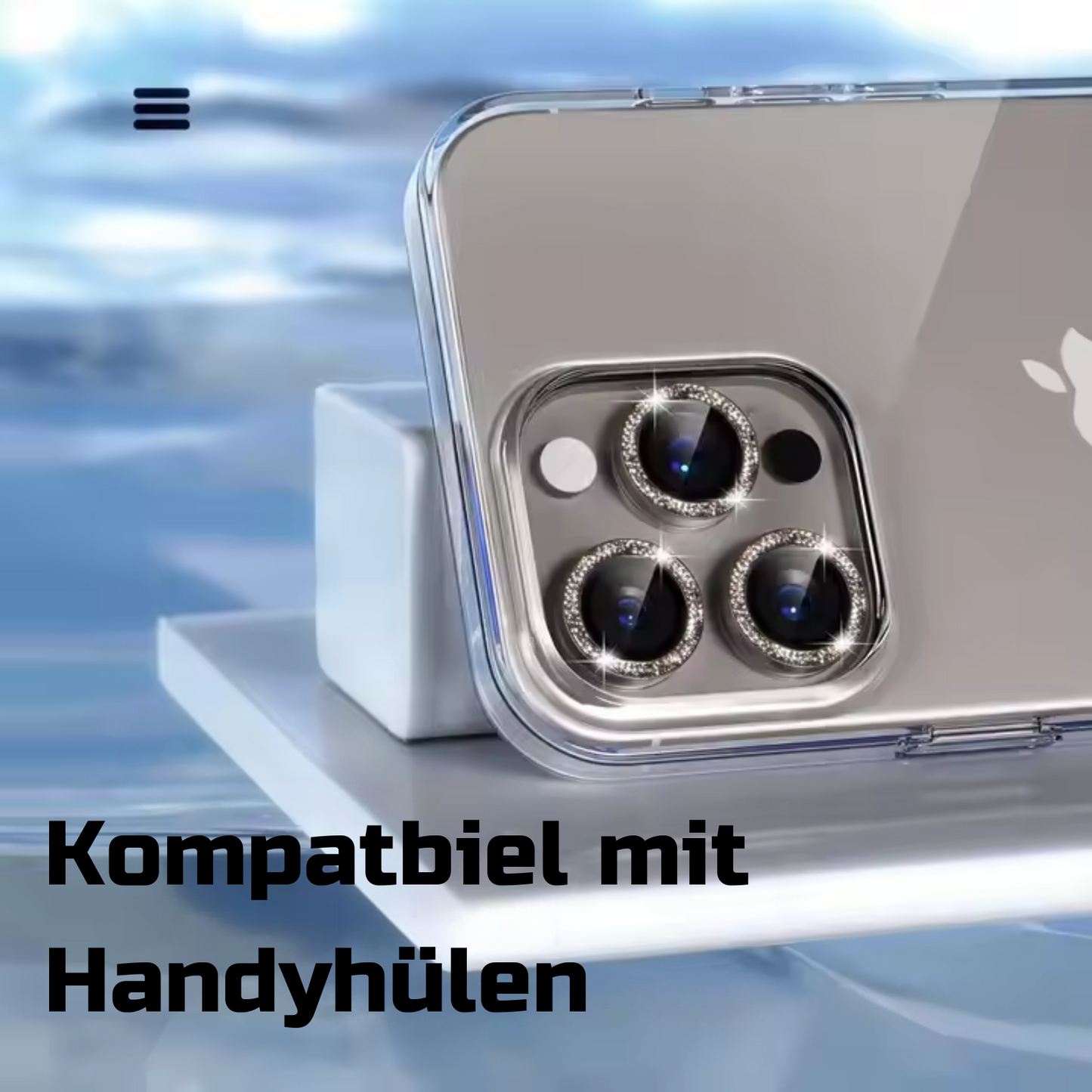 Linsenschutz Glitzer Ringe in Schwarz für iPhone