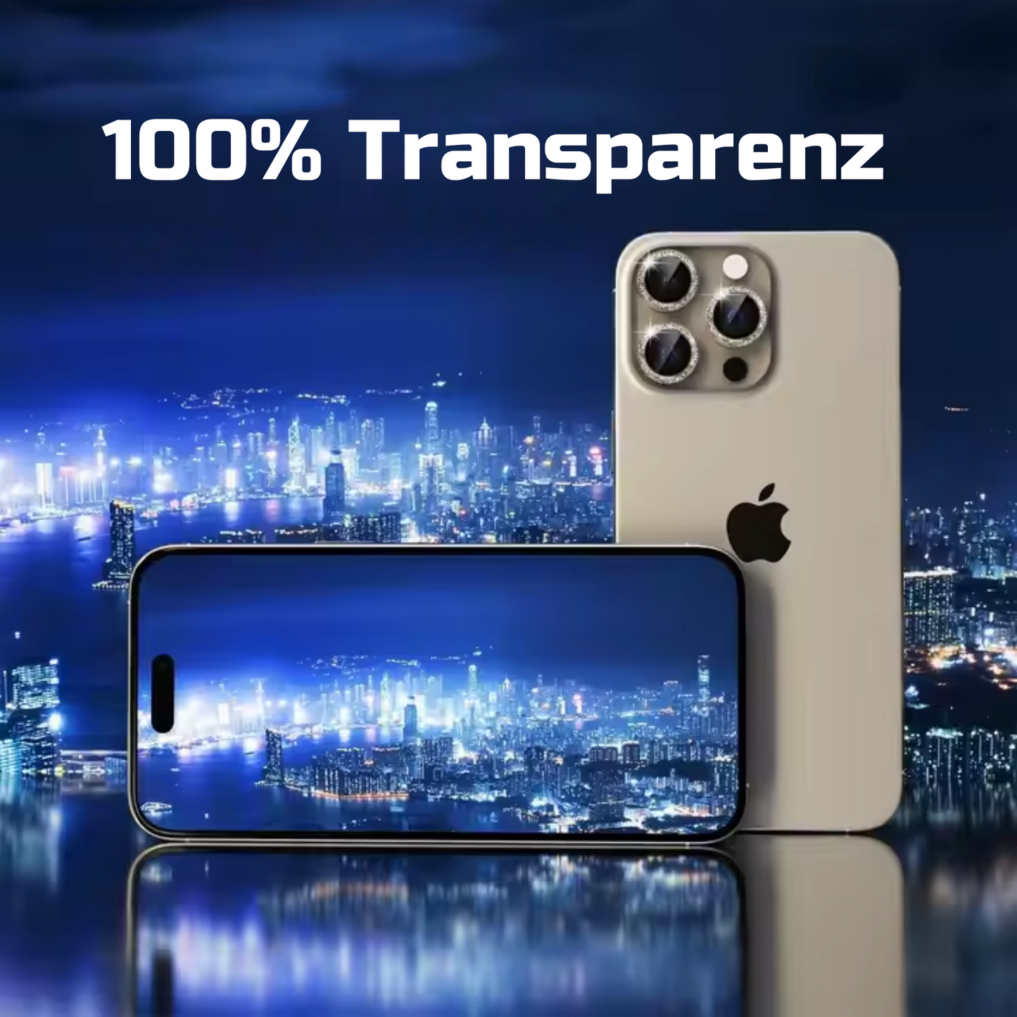 Linsenschutz Glitzer Ringe in Schwarz für iPhone