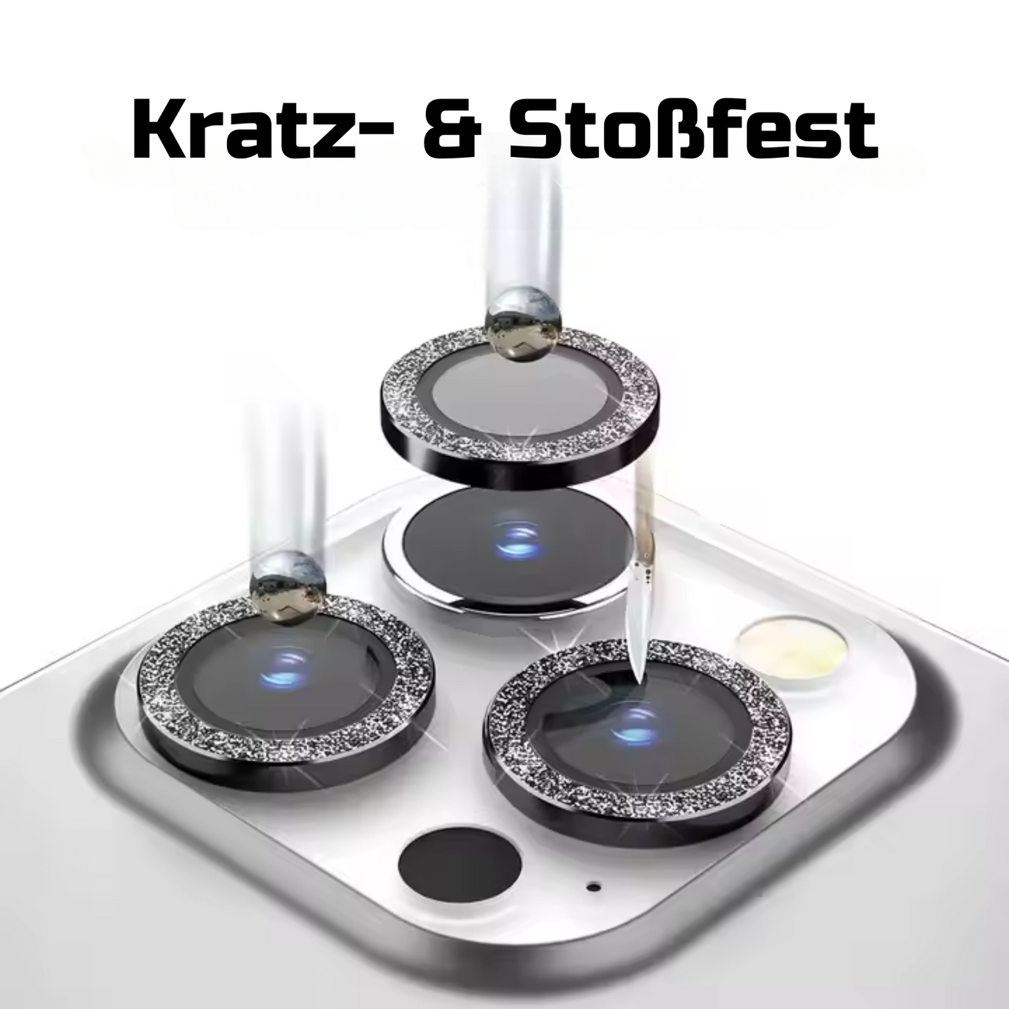 Linsenschutz Glitzer Ringe in Schwarz für iPhone