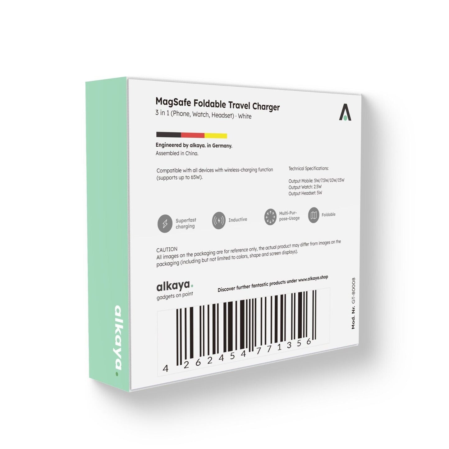 Alkaya Reise Induktives Ladegerät faltbar weiß