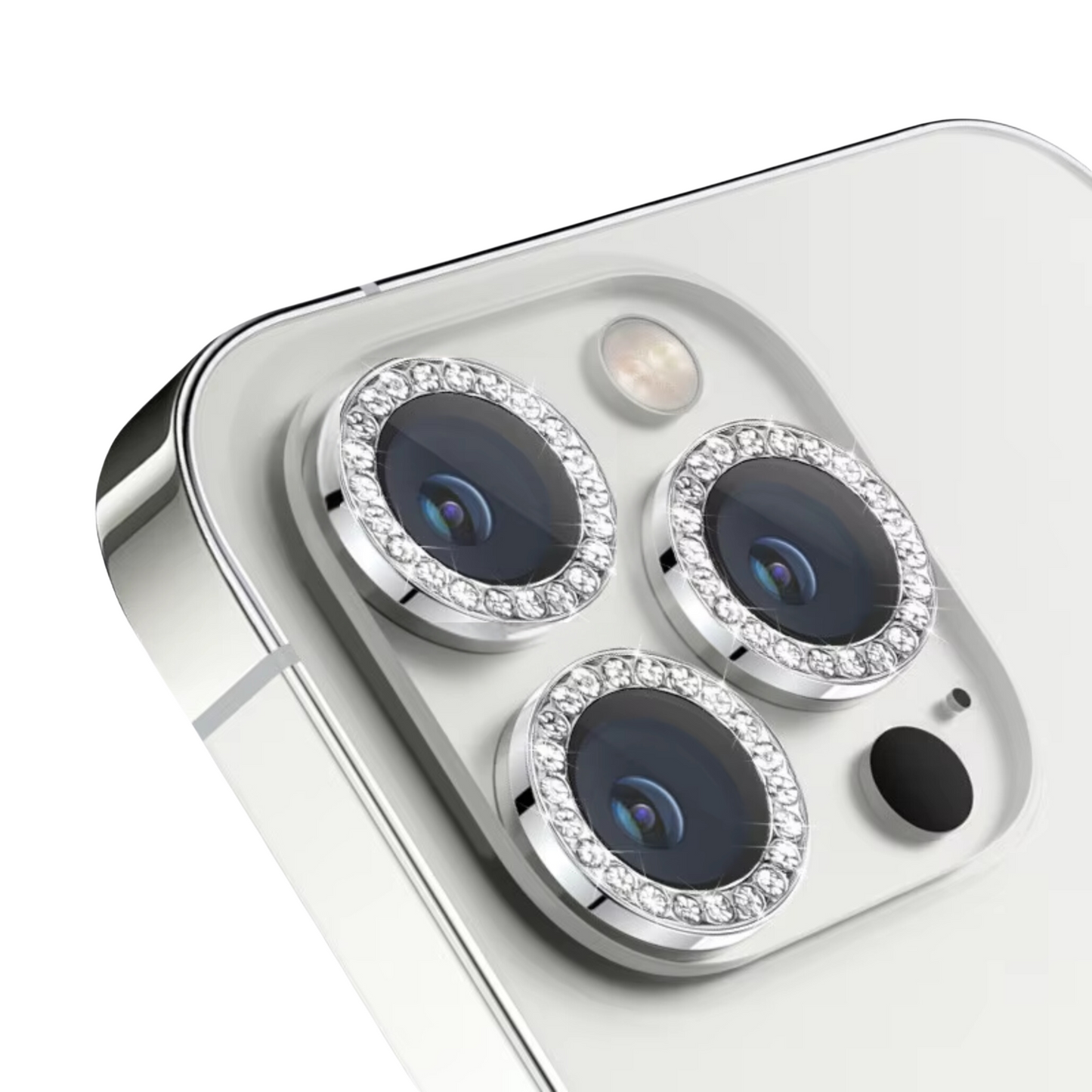 Linsenschutz Glitzer Ringe in Silber für iPhone
