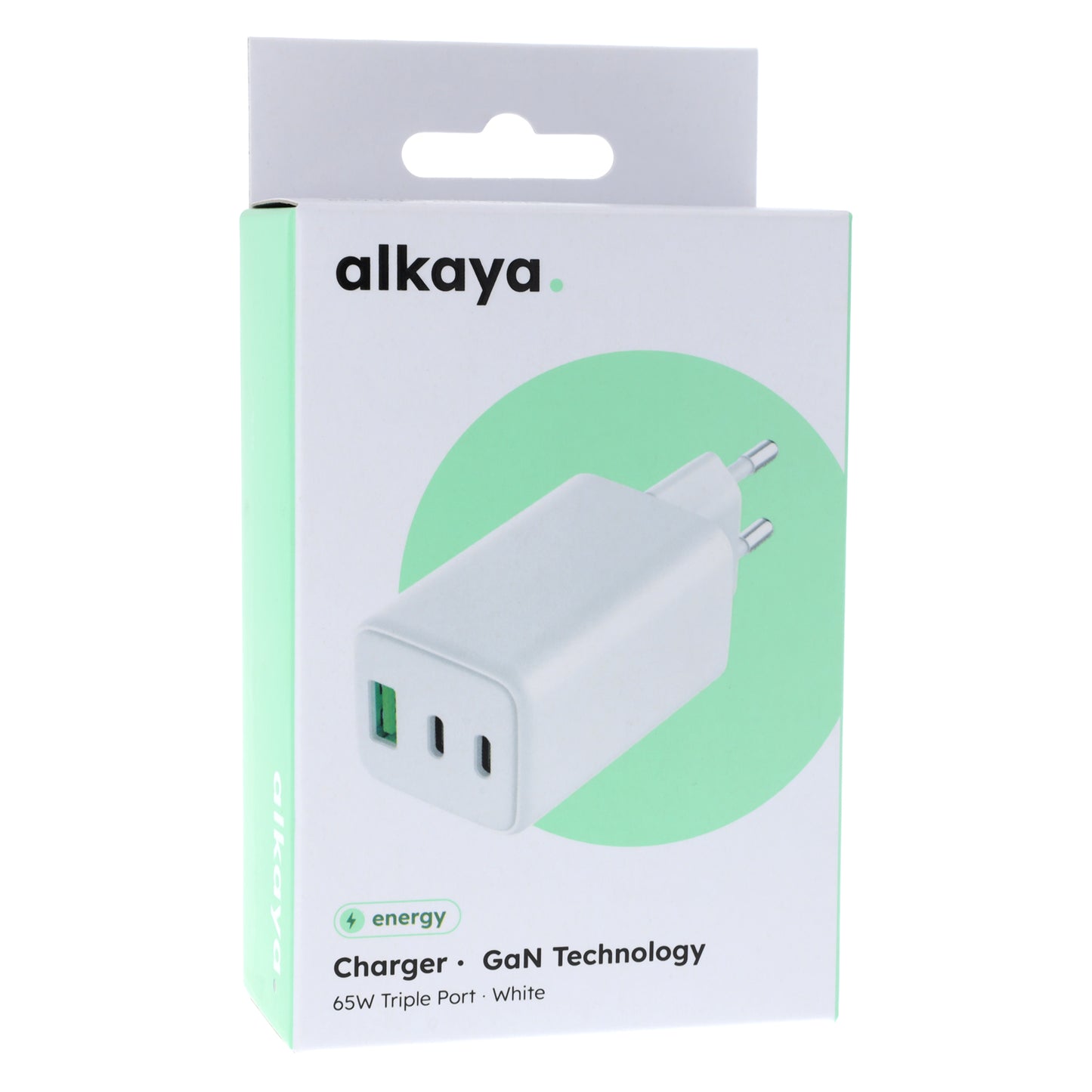 Alkaya 65W USB-A & USB-C+C Netzstecker weiß