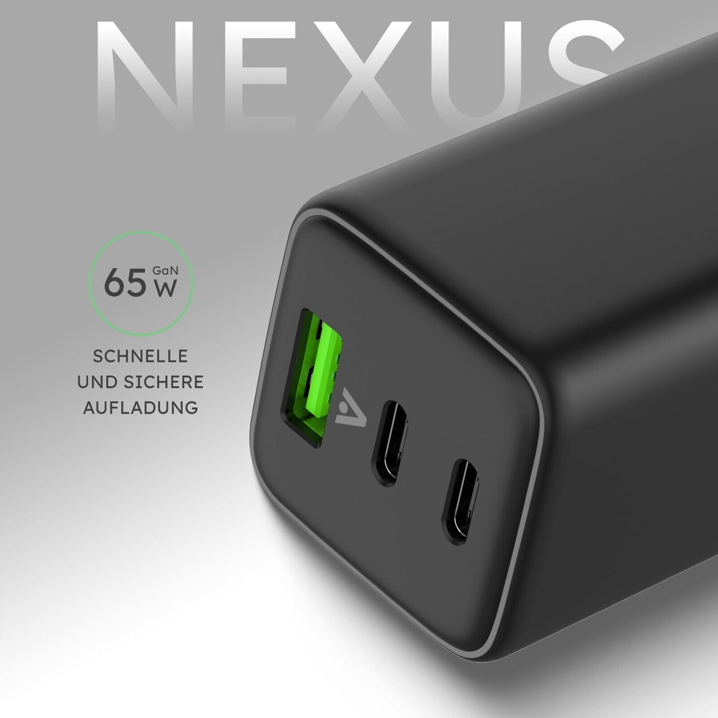 Alkaya 65W USB-A & USB-C+C Netzstecker schwarz