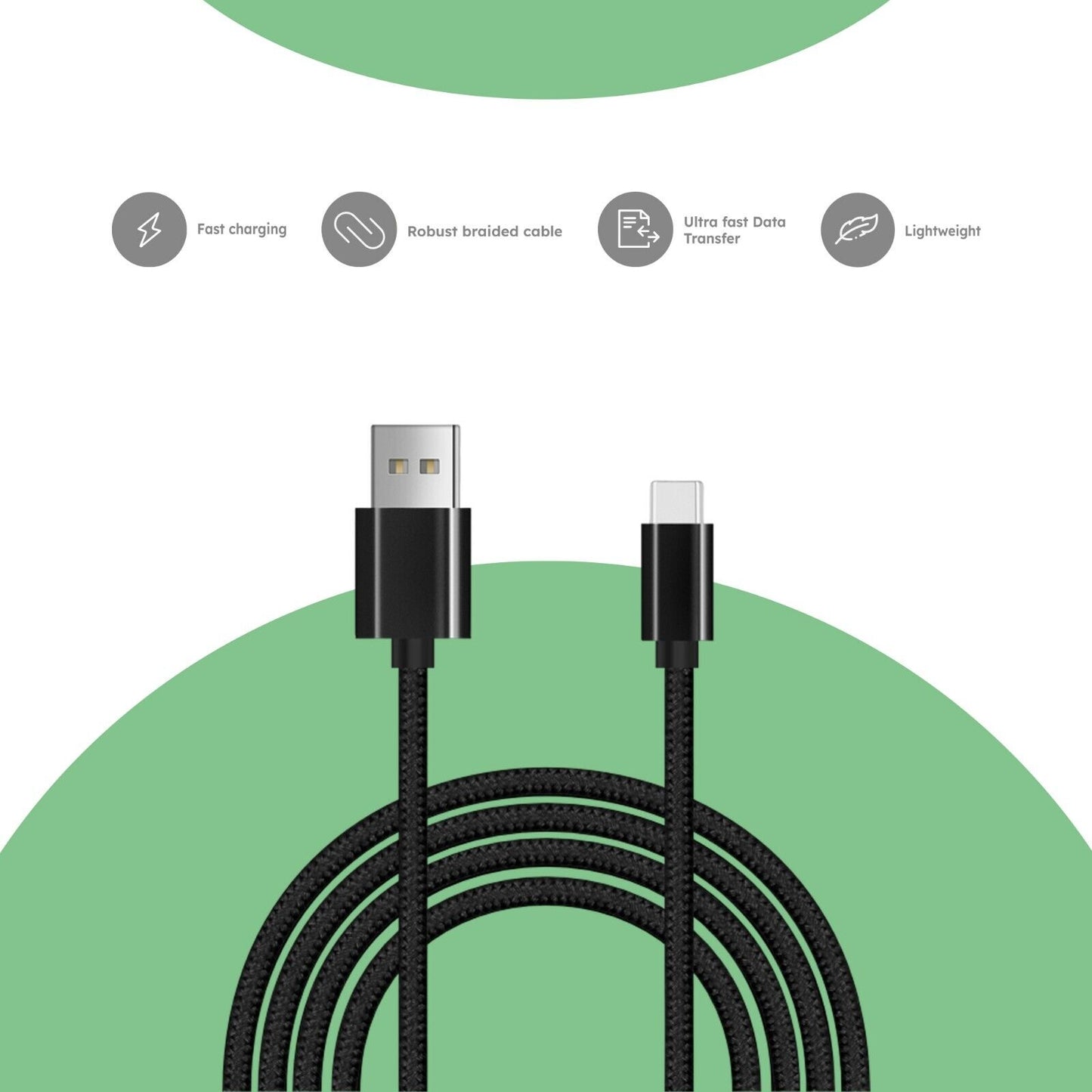 Alkaya Nylon USB-C Ladekabel schwarz