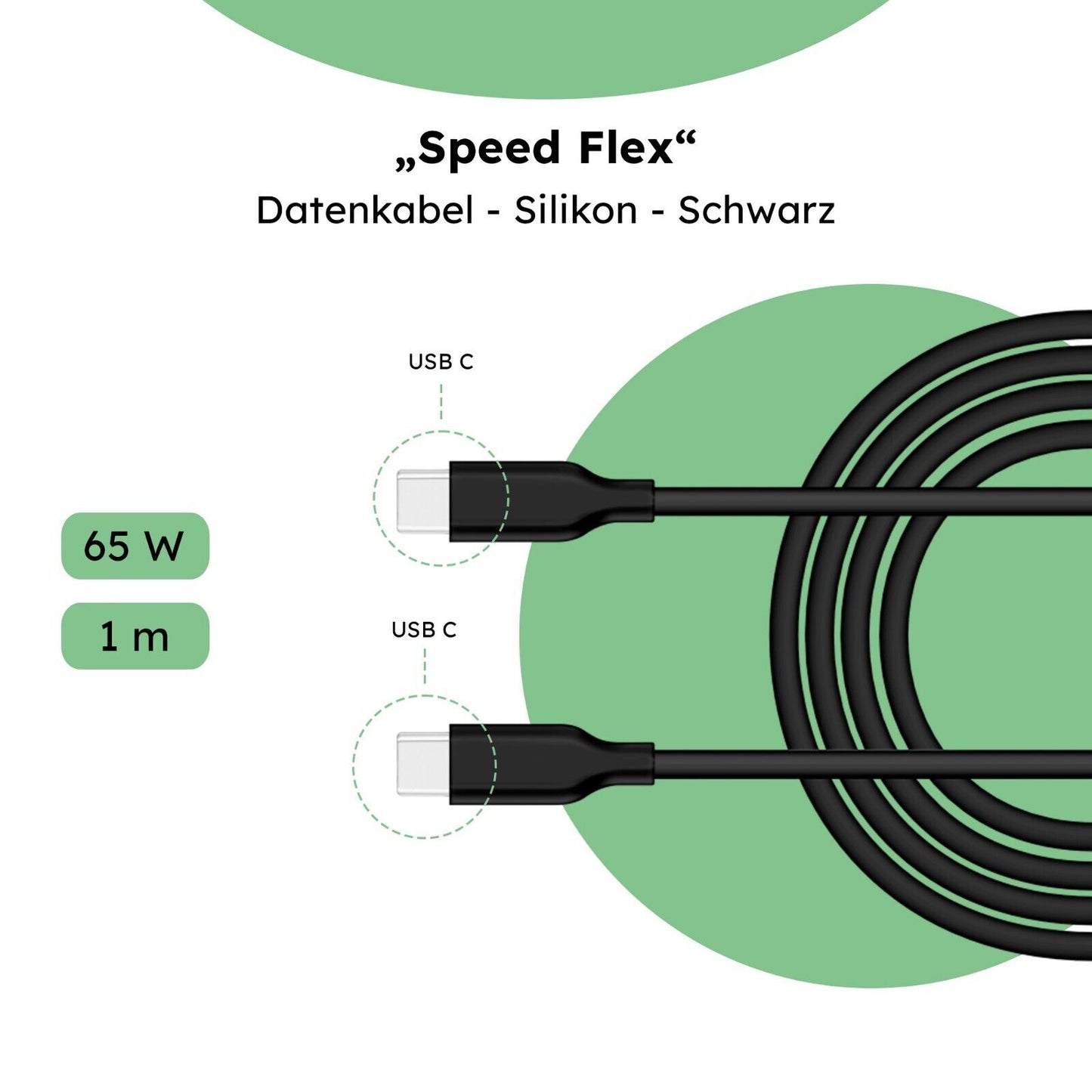 Alkaya 1m USB-C auf USB-C Kabel schwarz