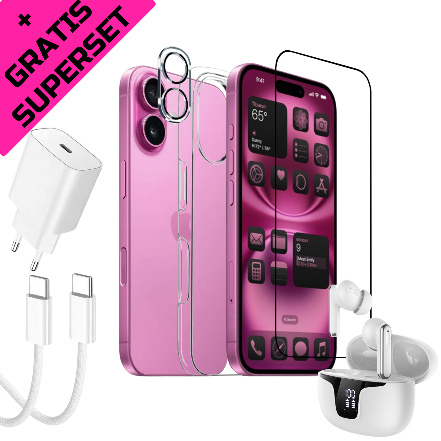Apple iPhone 16 - 128GB - Weiß - Pink/Rosa - OVP Versiegelt + GRATIS SUPERSET