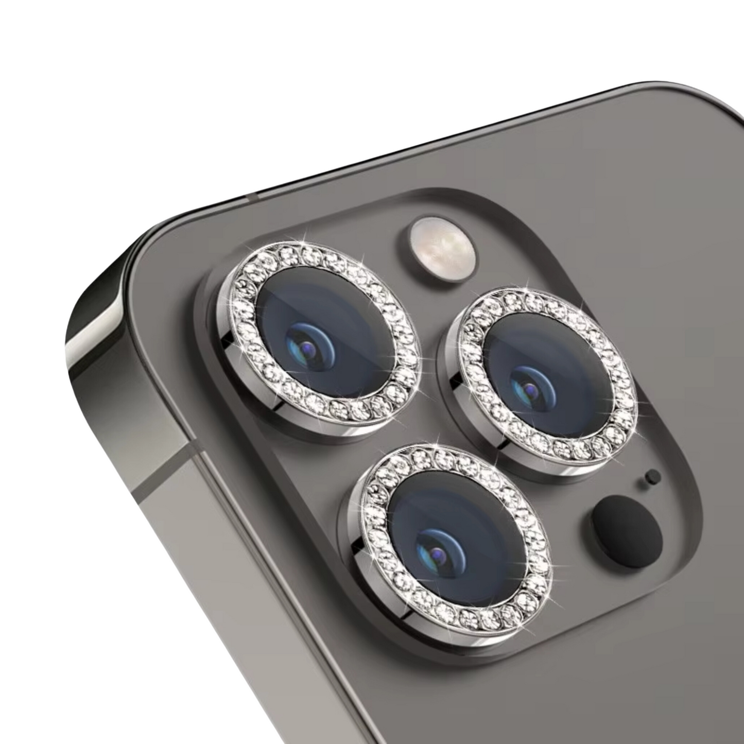 Linsenschutz Glitzer Ringe in Schwarz für iPhone