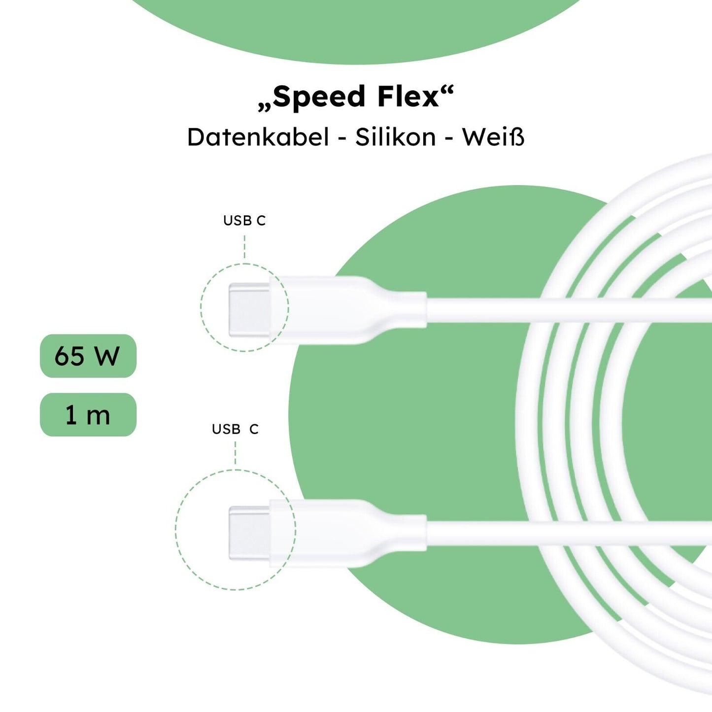 Alkaya 1m USB-C auf USB-C Kabel weiß