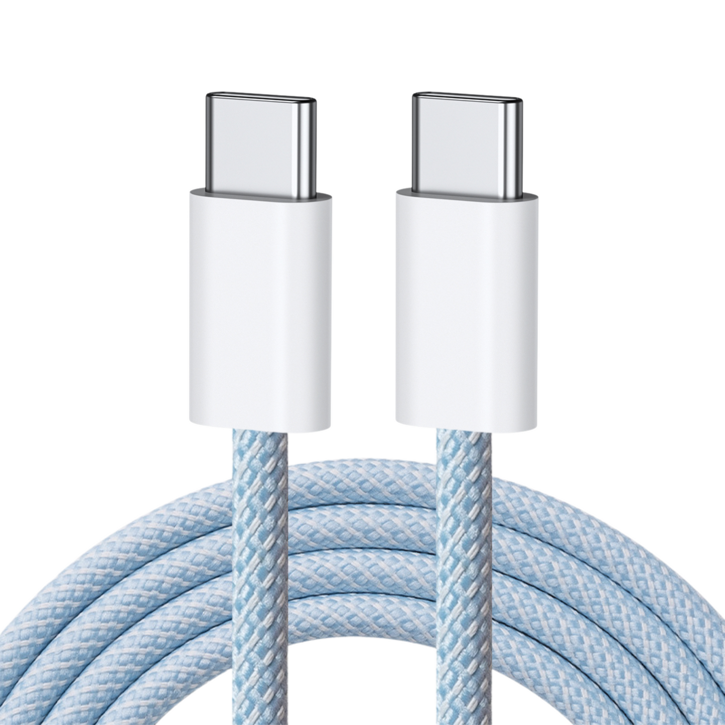 Nylon USB-C zu USB-C Schnell-Ladekabel hellblau