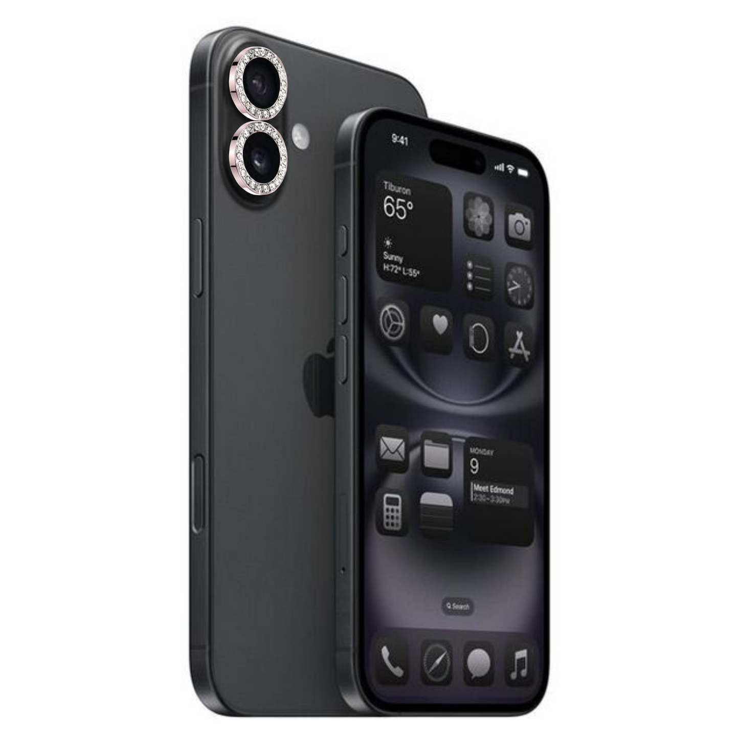 Linsenschutz Glitzer Ringe in Schwarz für iPhone