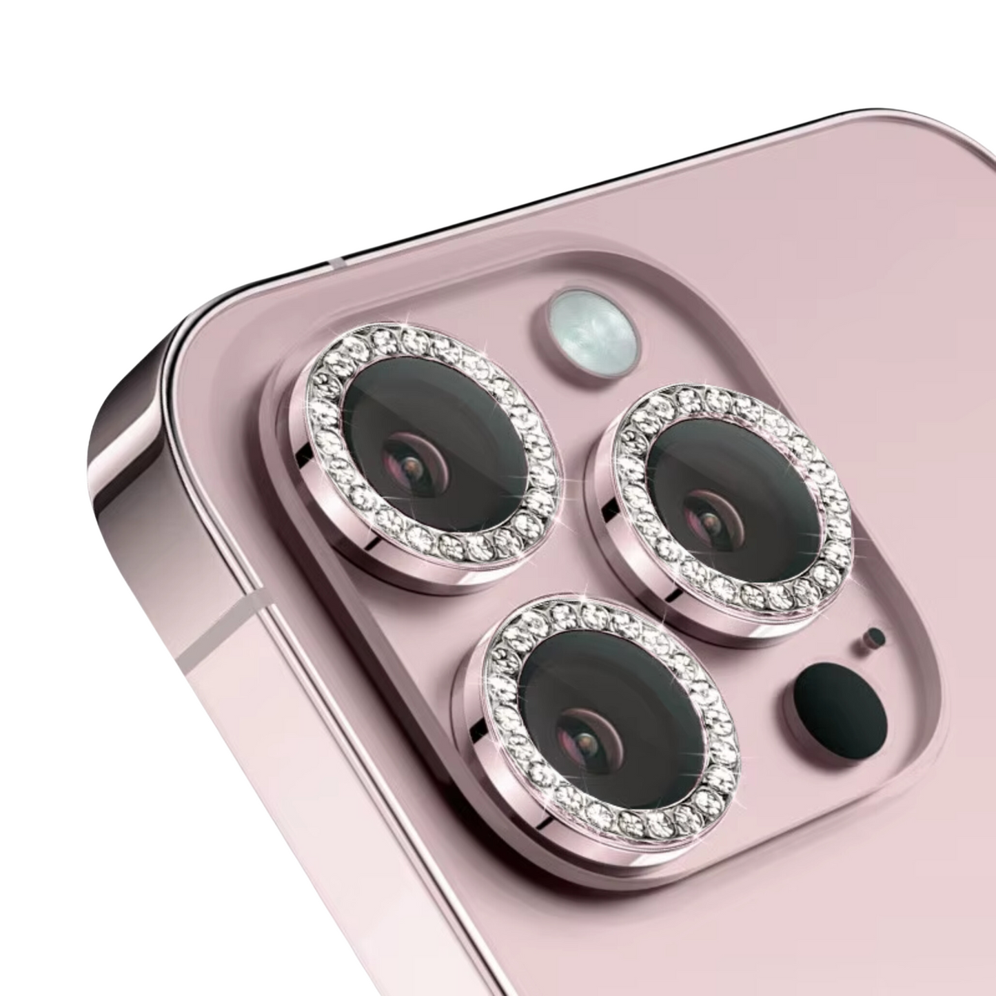 Linsenschutz Glitzer Ringe in Pink für iPhone