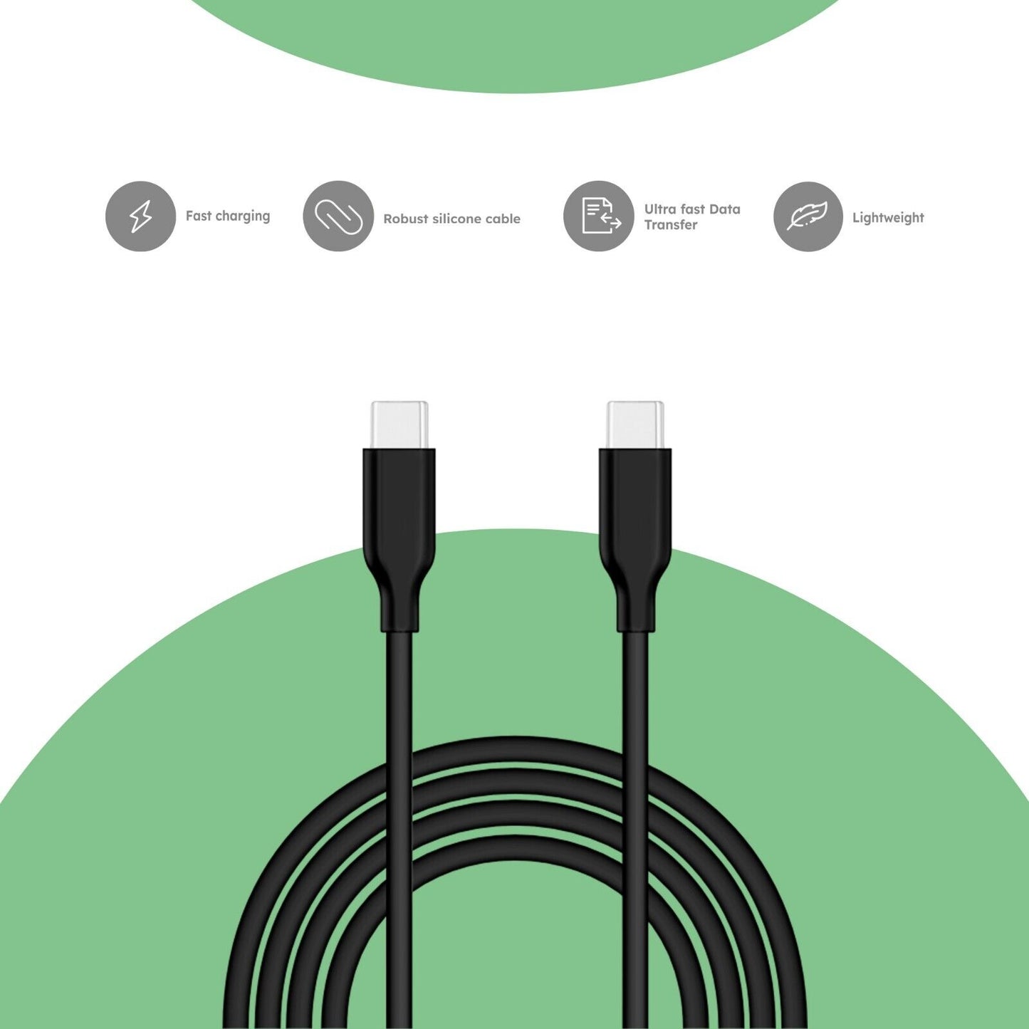Alkaya 1m USB-C auf USB-C Kabel schwarz
