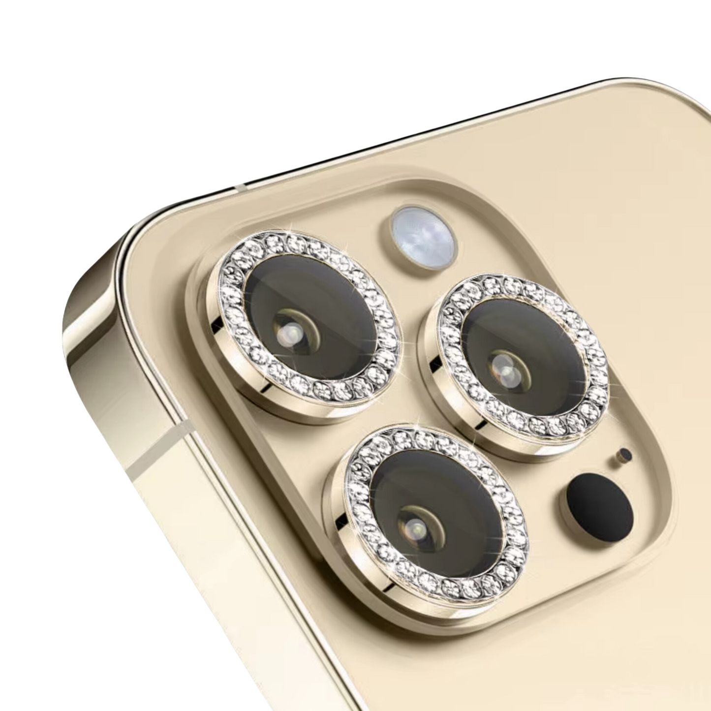 Linsenschutz Glitzer Ringe in Gold für iPhone