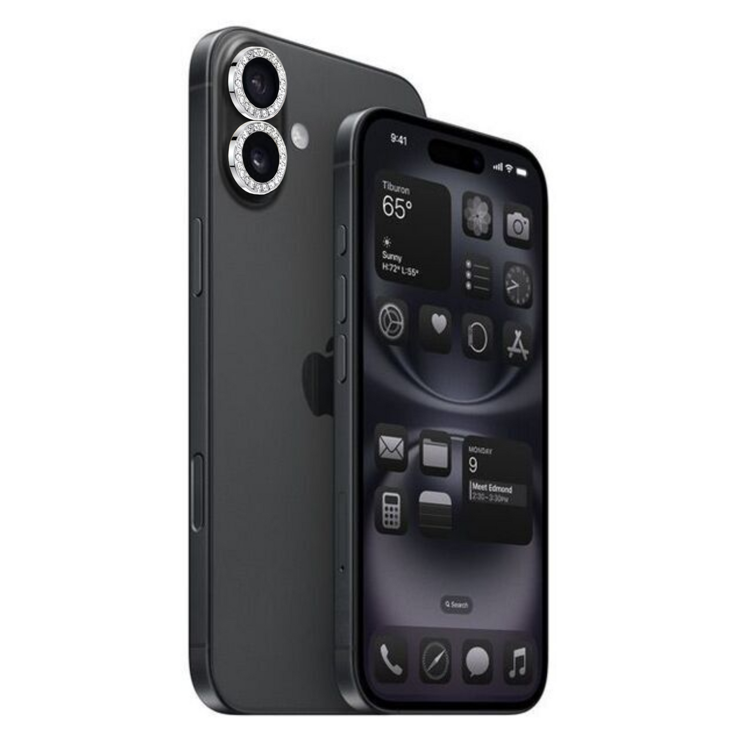 Linsenschutz Glitzer Ringe in Schwarz für iPhone