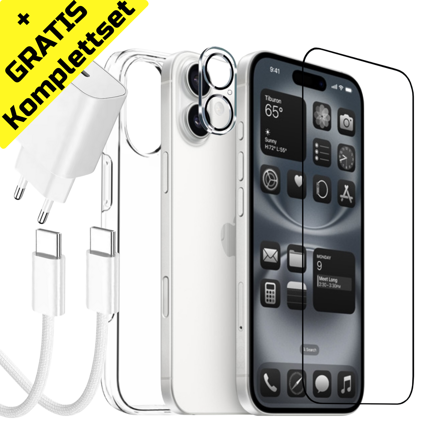 Apple iPhone 16 - 128GB - Weiß + gratis Komplettset - Differenzbesteuert
