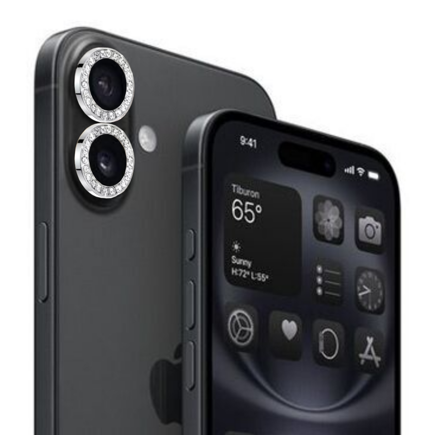 Linsenschutz Glitzer Ringe in Silber für iPhone