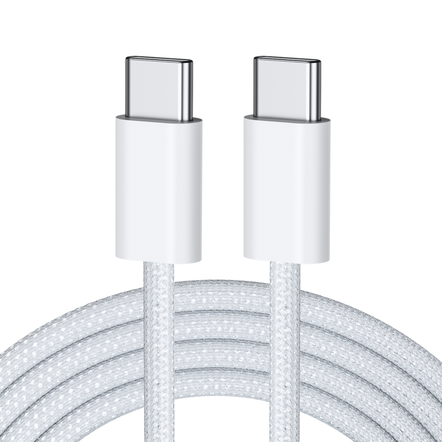 Nylon USB-C zu USB-C Schnell-Ladekabel weiß