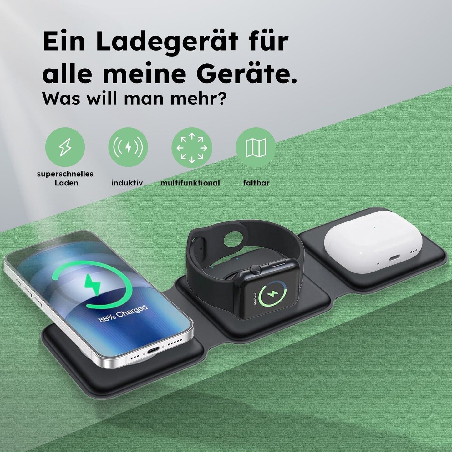 Alkaya Reise Induktives Ladegerät faltbar schwarz