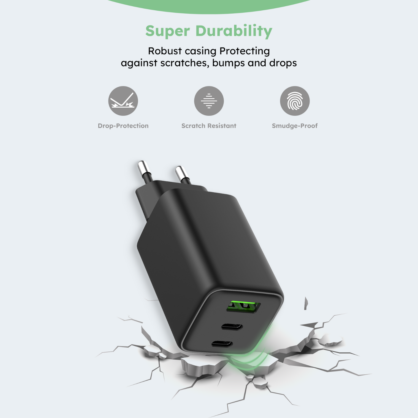 Alkaya 65W USB-A & USB-C+C Netzstecker schwarz