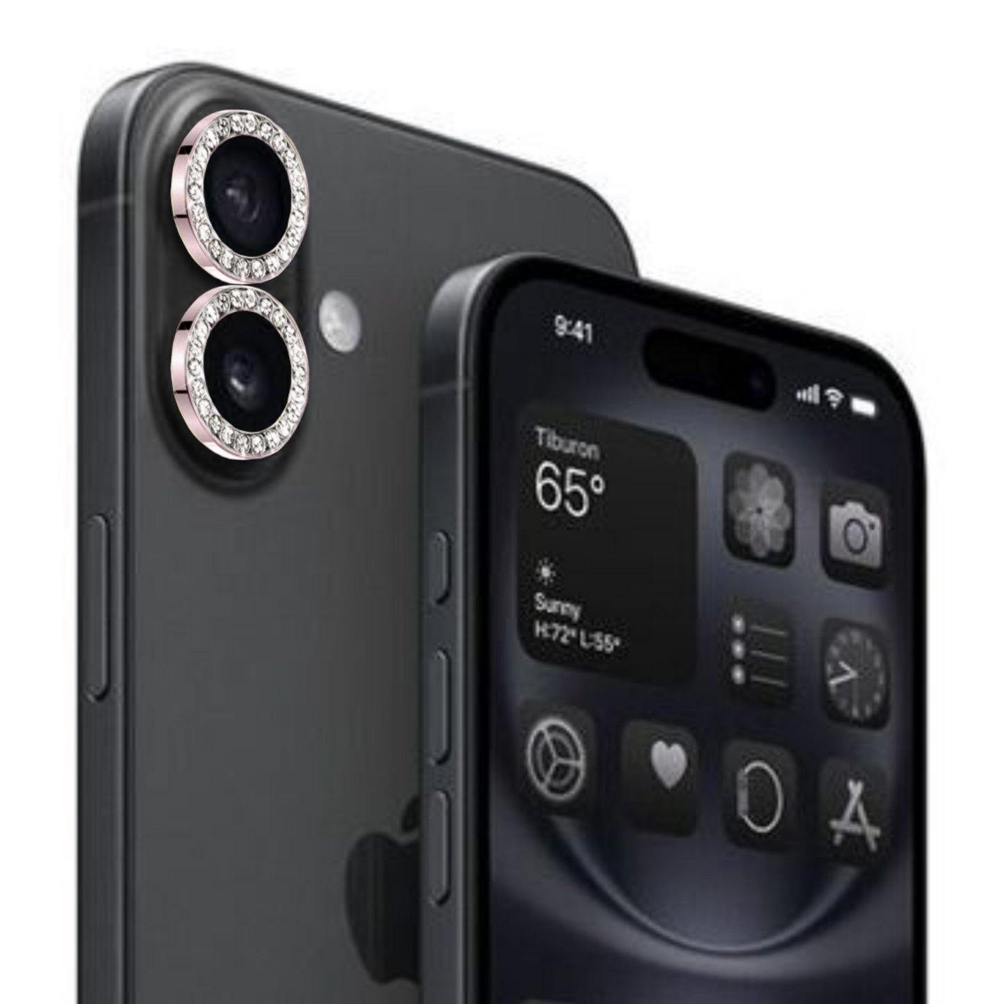 Linsenschutz Glitzer Ringe in Pink für iPhone