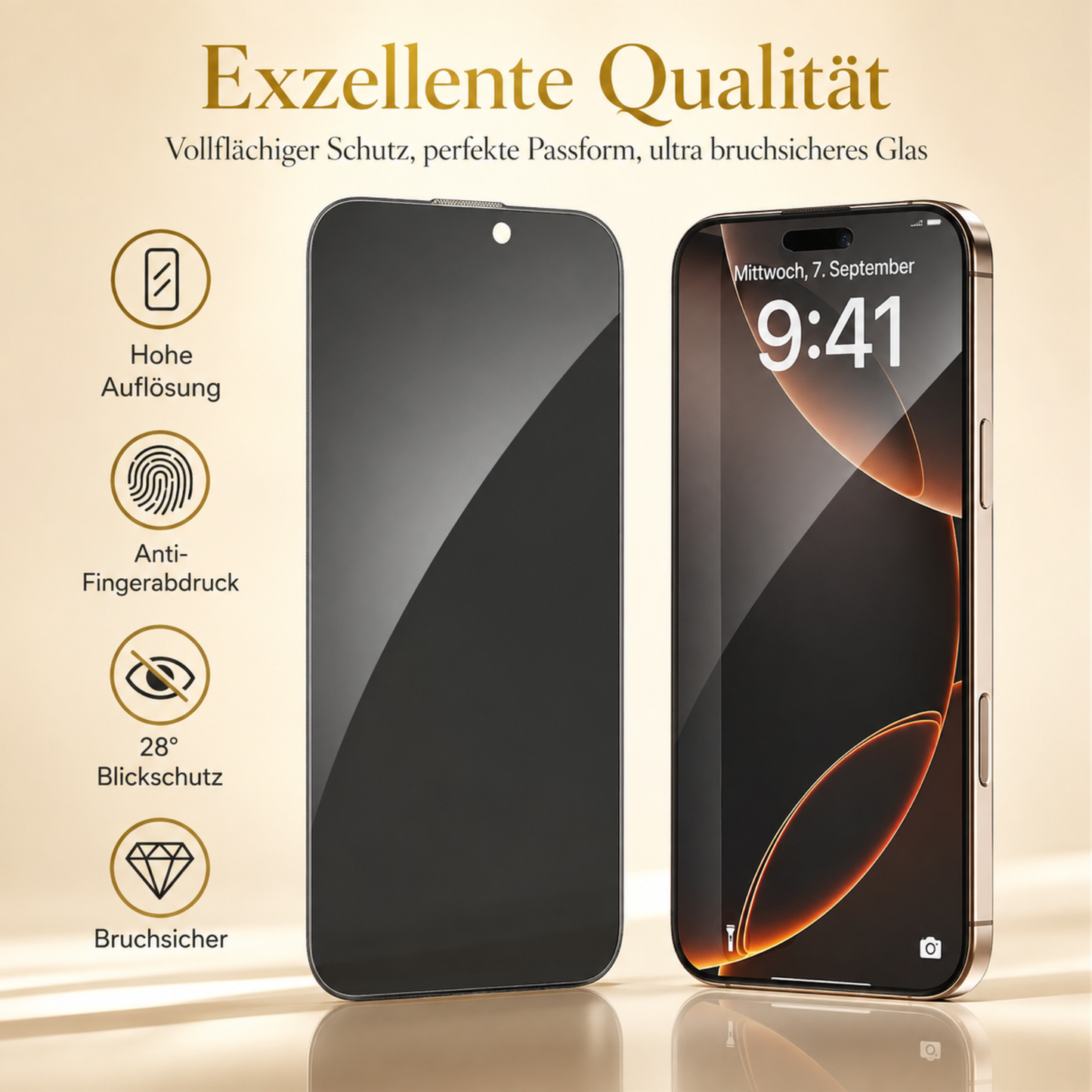 Privacy Blickschutz Panzerfolie für alle iPhone 12 - 17er Reihe