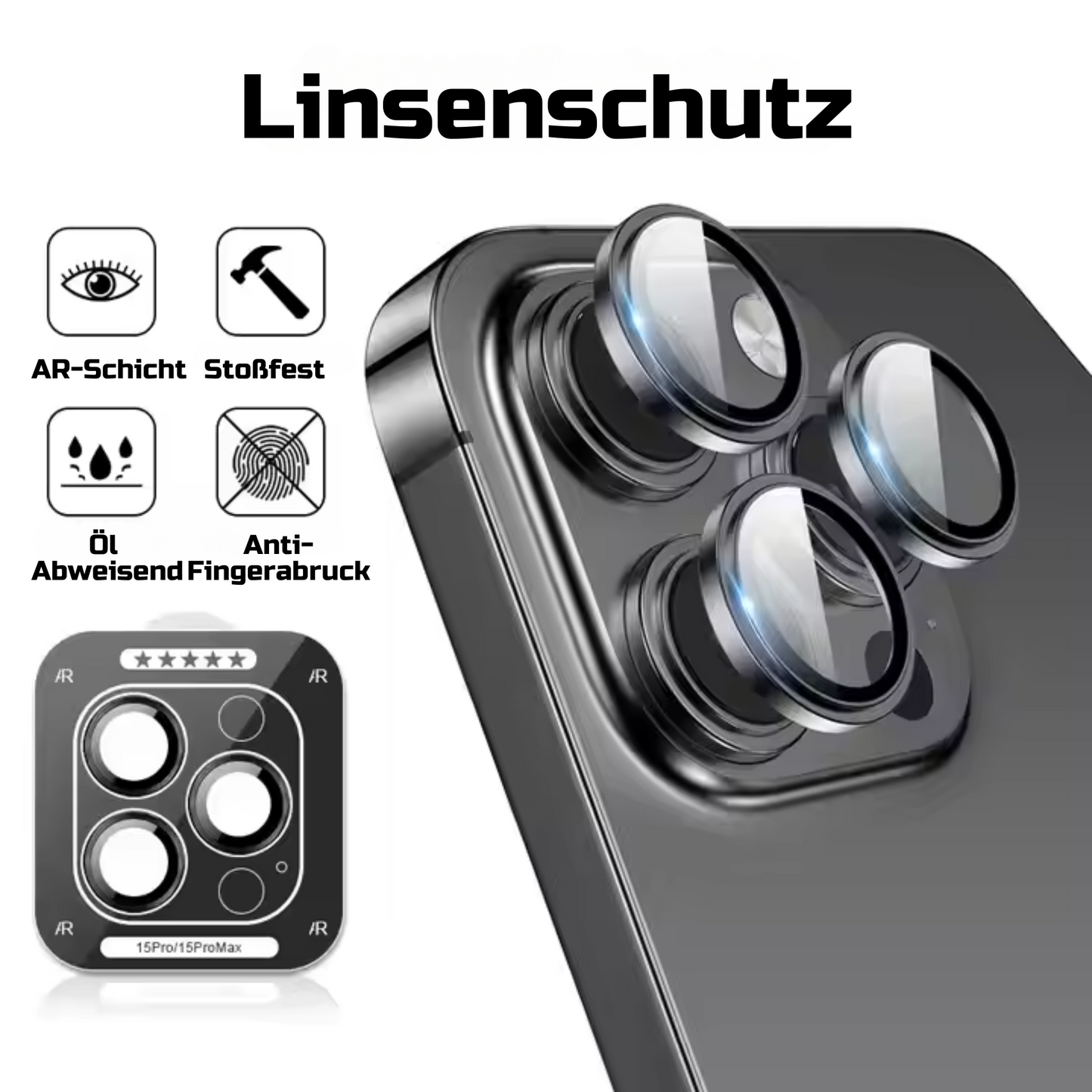 Linsenschutz Ringe in schwarz für iPhone