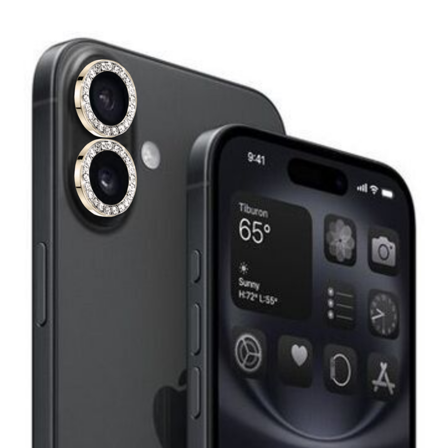 Linsenschutz Glitzer Ringe in Gold für iPhone