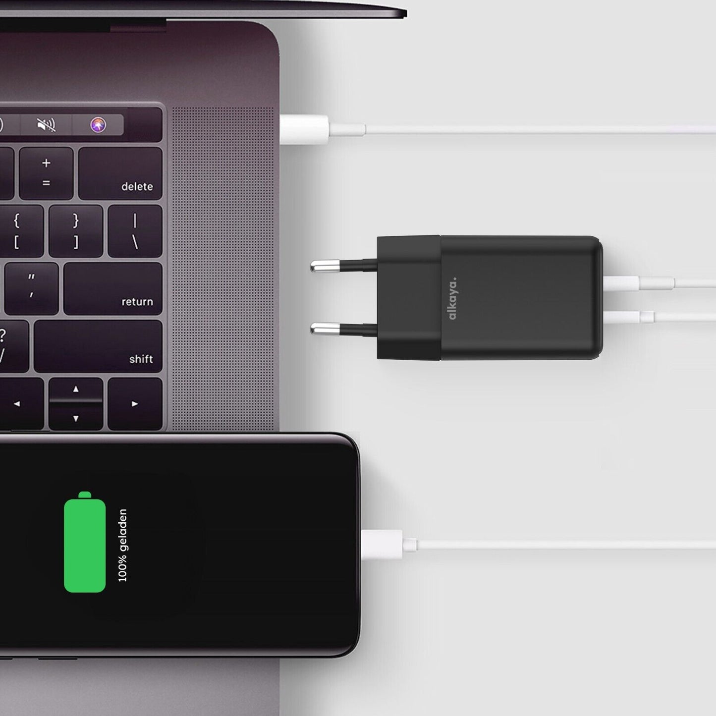 Alkaya 45W USB-A & USB-C Netzstecker schwarz
