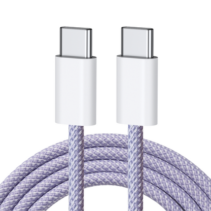 Nylon USB-C zu USB-C Schnell-Ladekabel lila