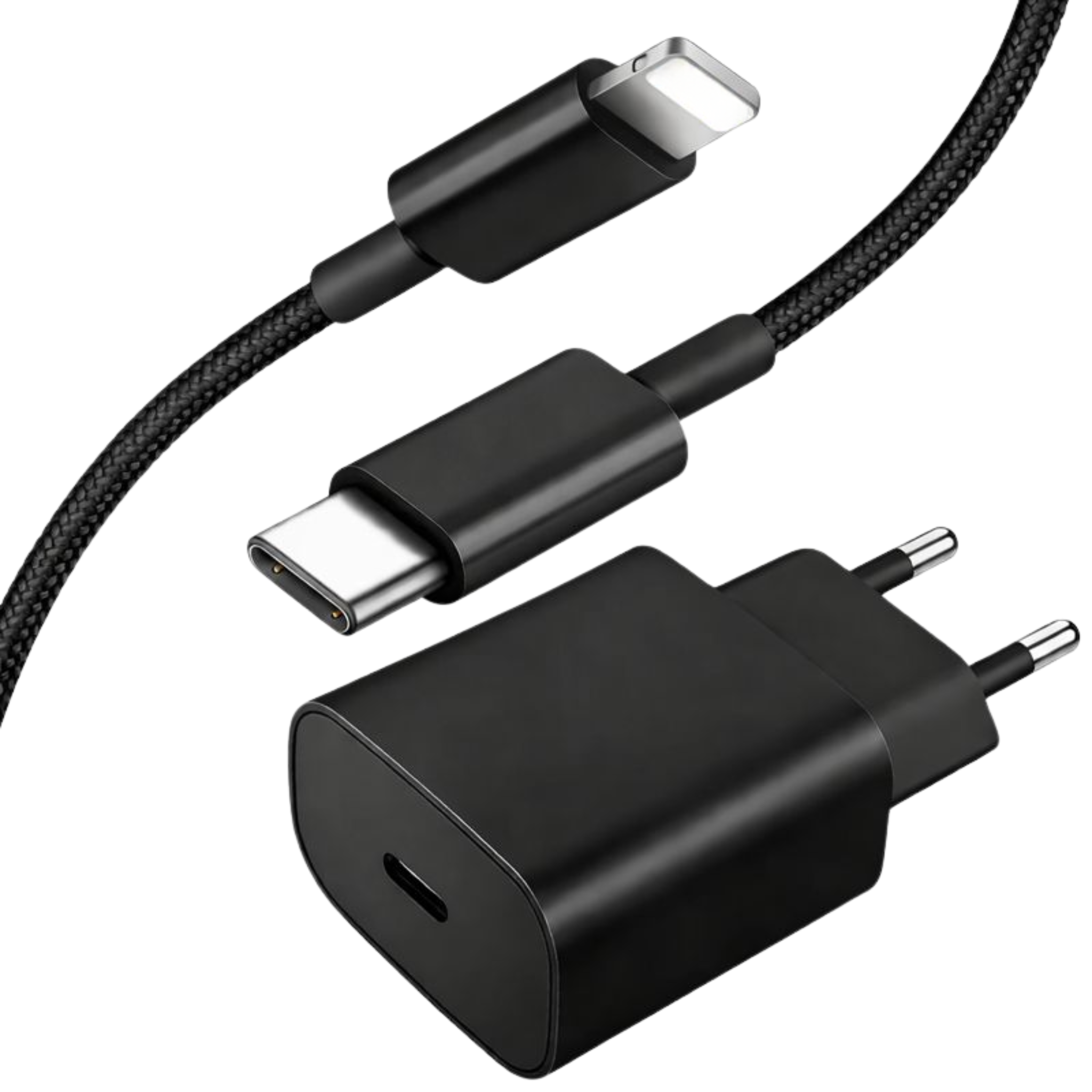 iPhone Schnell Nylon Ladekabel Ladegerät in Schwarz