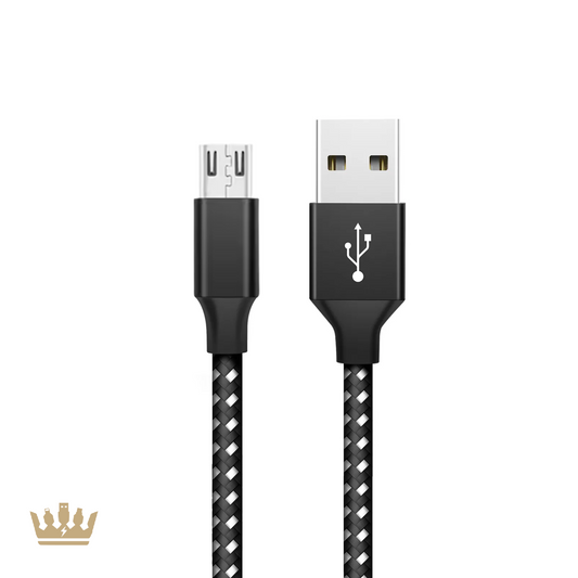 Nylon Micro-USB Ladekabel Schwarz/Silber