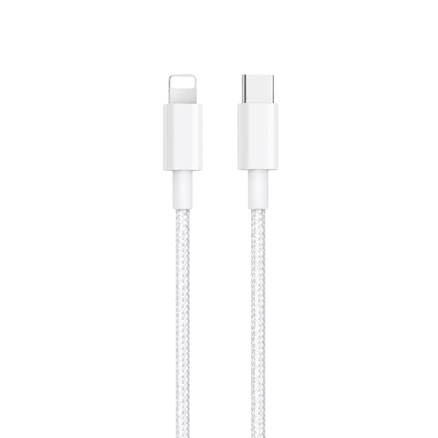 MobileKing USB-C iPhone Nylon Schnell-Ladekabel weiß