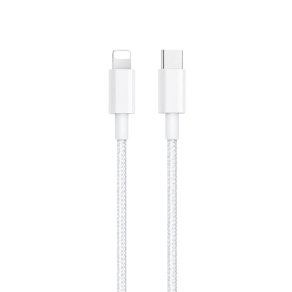 MobileKing USB-C iPhone Nylon Schnell-Ladekabel weiß