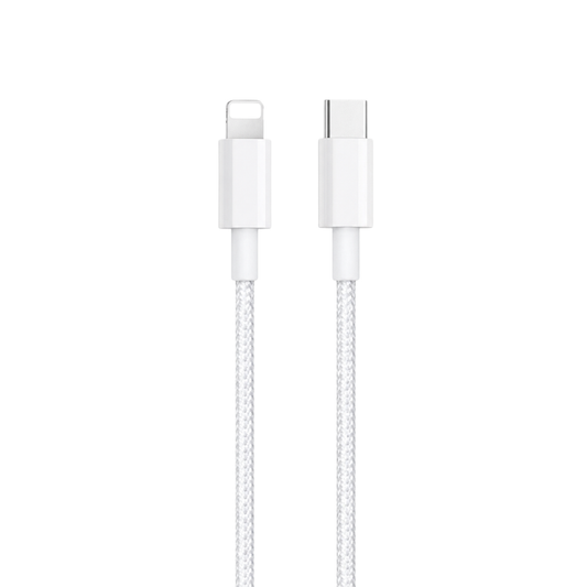 MobileKing USB-C iPhone Nylon Schnell-Ladekabel weiß