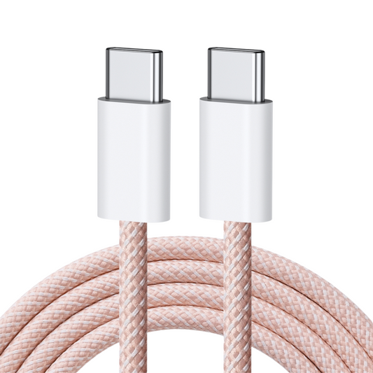 Nylon USB-C zu USB-C Schnell-Ladekabel rosa