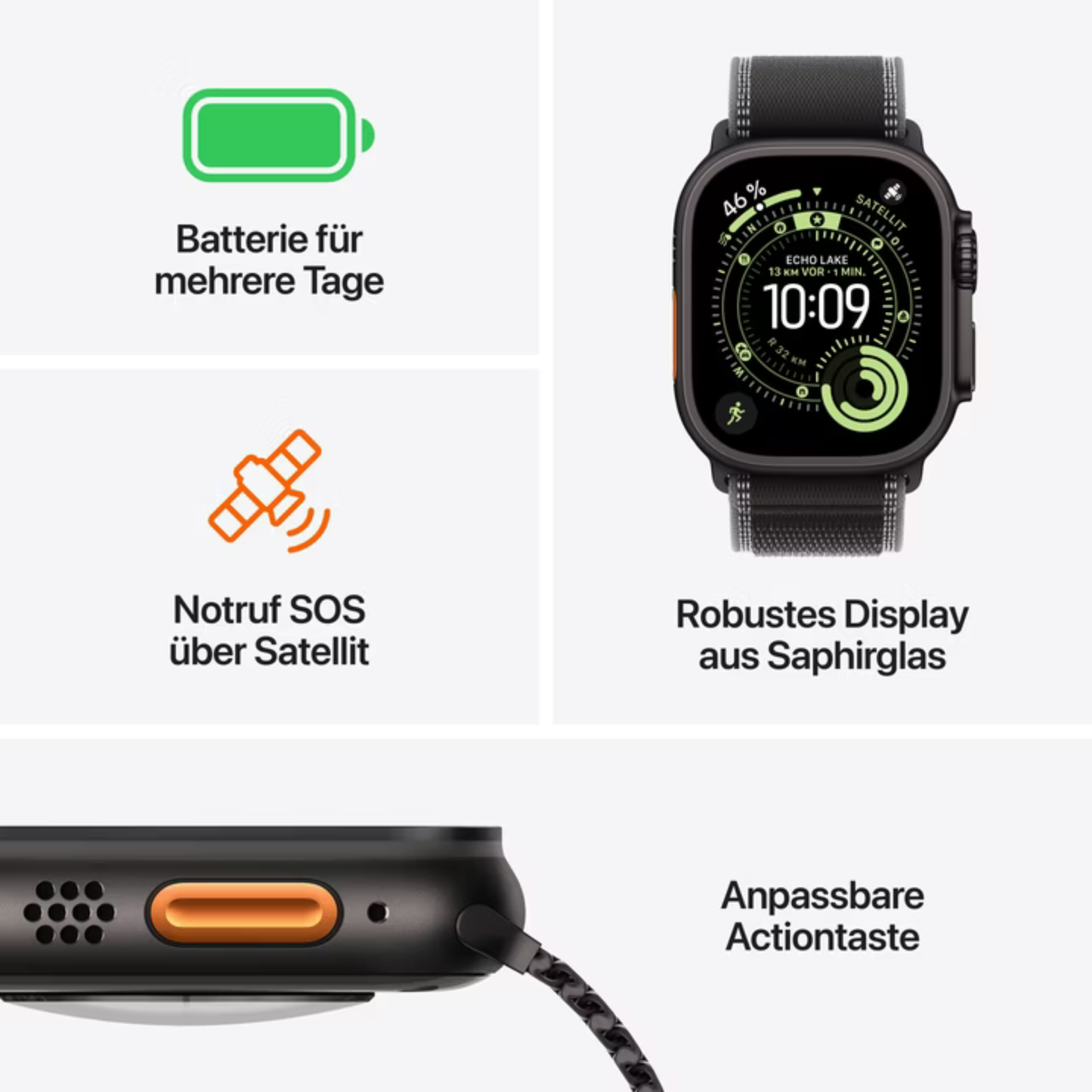 Apple Watch Ultra 3 (49 mm, GPS + Cellular) Black Titanium Black Charcoal Trail Loop S/M M/L NEU & OVP versiegelt