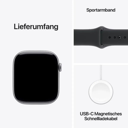 Apple Watch Series 11 (46 mm, GPS) Jet Black Black Sport Band S/M M/L NEU & OVP versiegelt