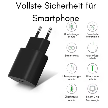 USB-C Schnell Ladekabel Ladegerät in schwarz