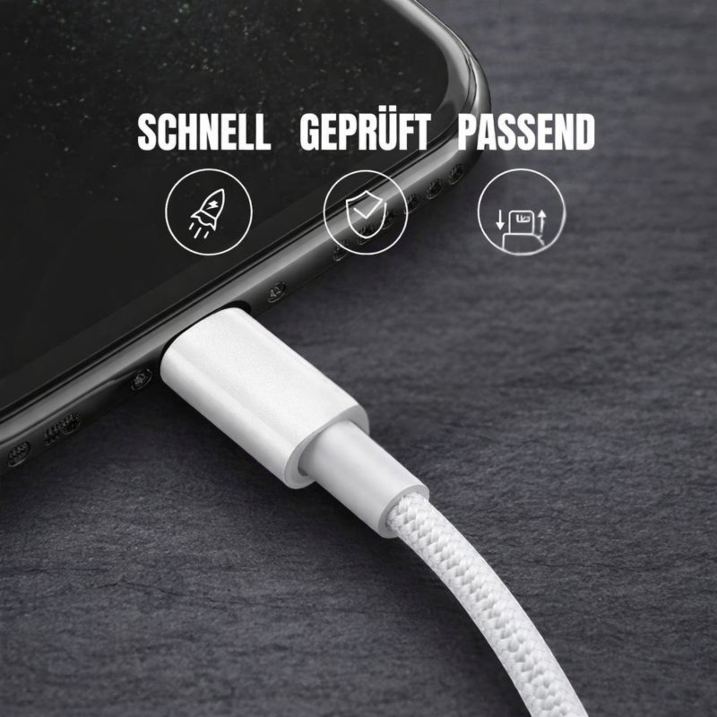 iPhone Schnell Nylon Ladekabel Ladegerät in weiß