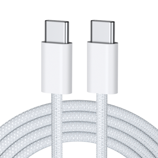 Nylon USB-C zu USB-C Schnell-Ladekabel weiß