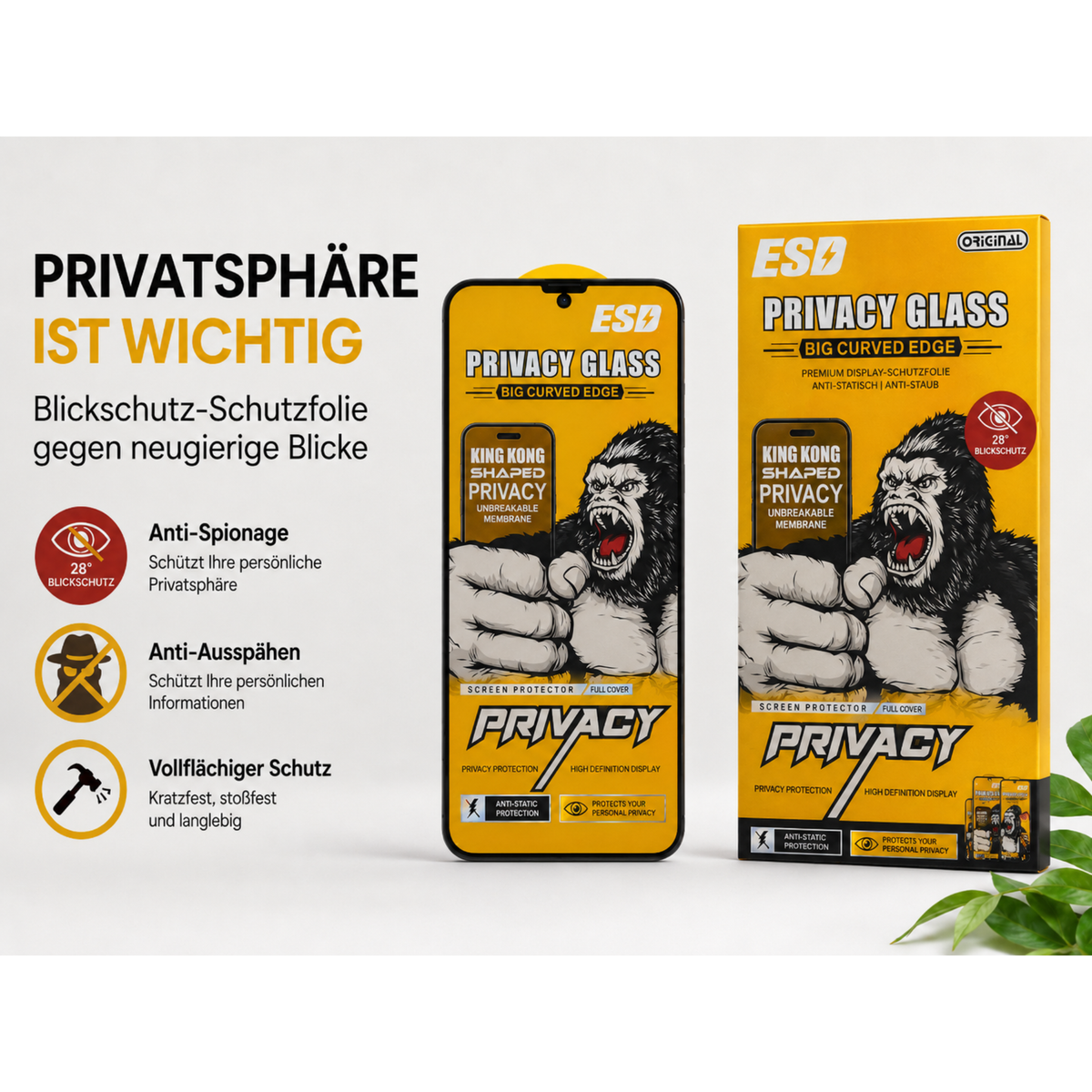 Privacy Blickschutz Panzerfolie für Samsung Galaxy 23 - 26er Reihe
