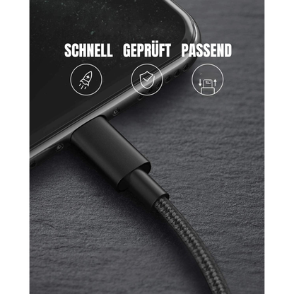 iPhone Schnell Nylon Ladekabel Ladegerät in schwarz