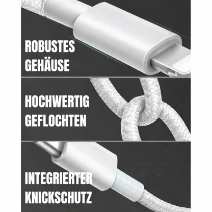 iPhone Schnell Nylon Ladekabel Ladegerät in weiß