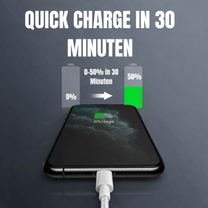 iPhone Schnell Nylon Ladekabel Ladegerät in weiß