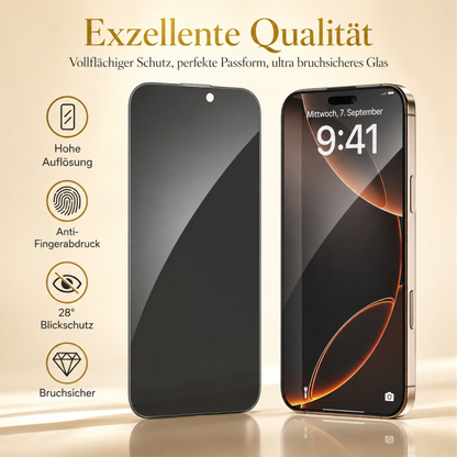 Privacy Blickschutz Panzerfolie für alle iPhone 12 - 17er Reihe